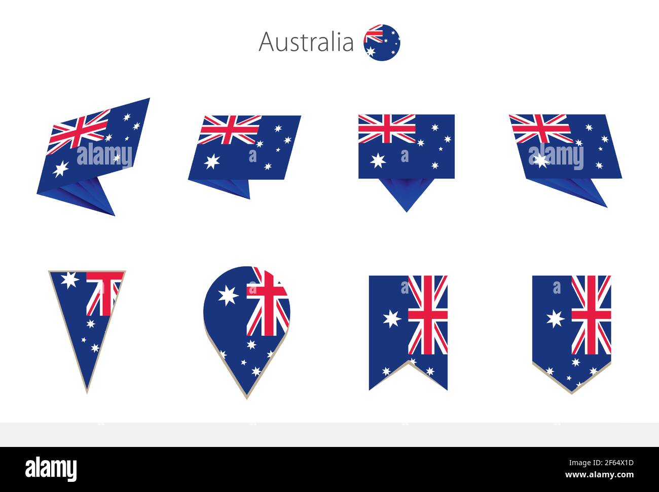Australia national flag collection, eight versions of Australia vector