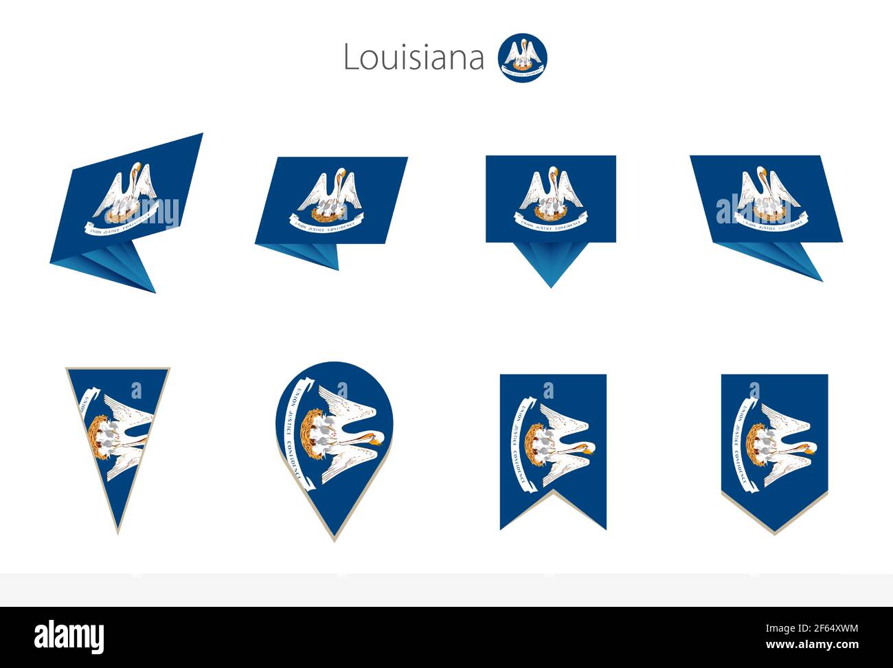 Louisiana US State flag collection, eight versions of Louisiana vector ...