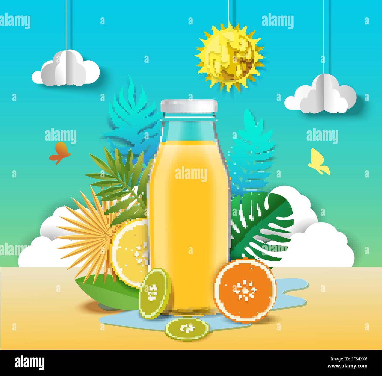Citrus juice advertising poster design template. Healthy refreshing