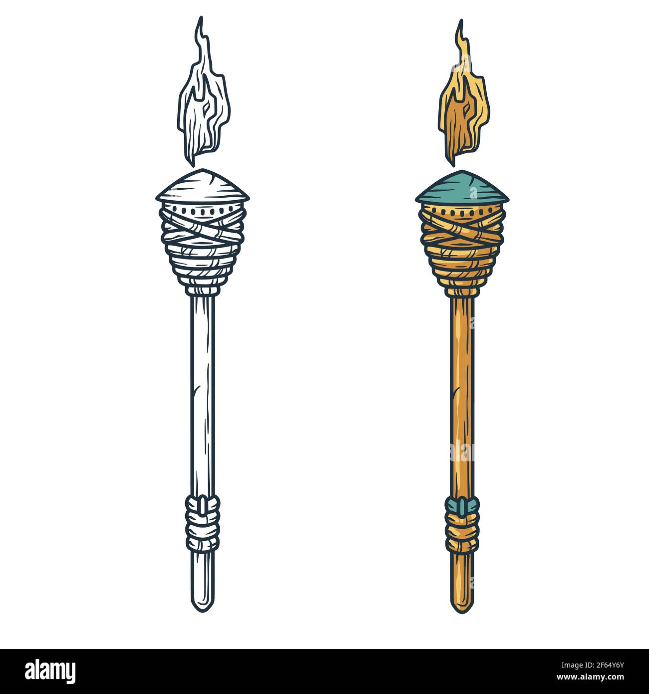 Trendy hawaii tiki torch or flame. Ethnic flare Stock Vector Image