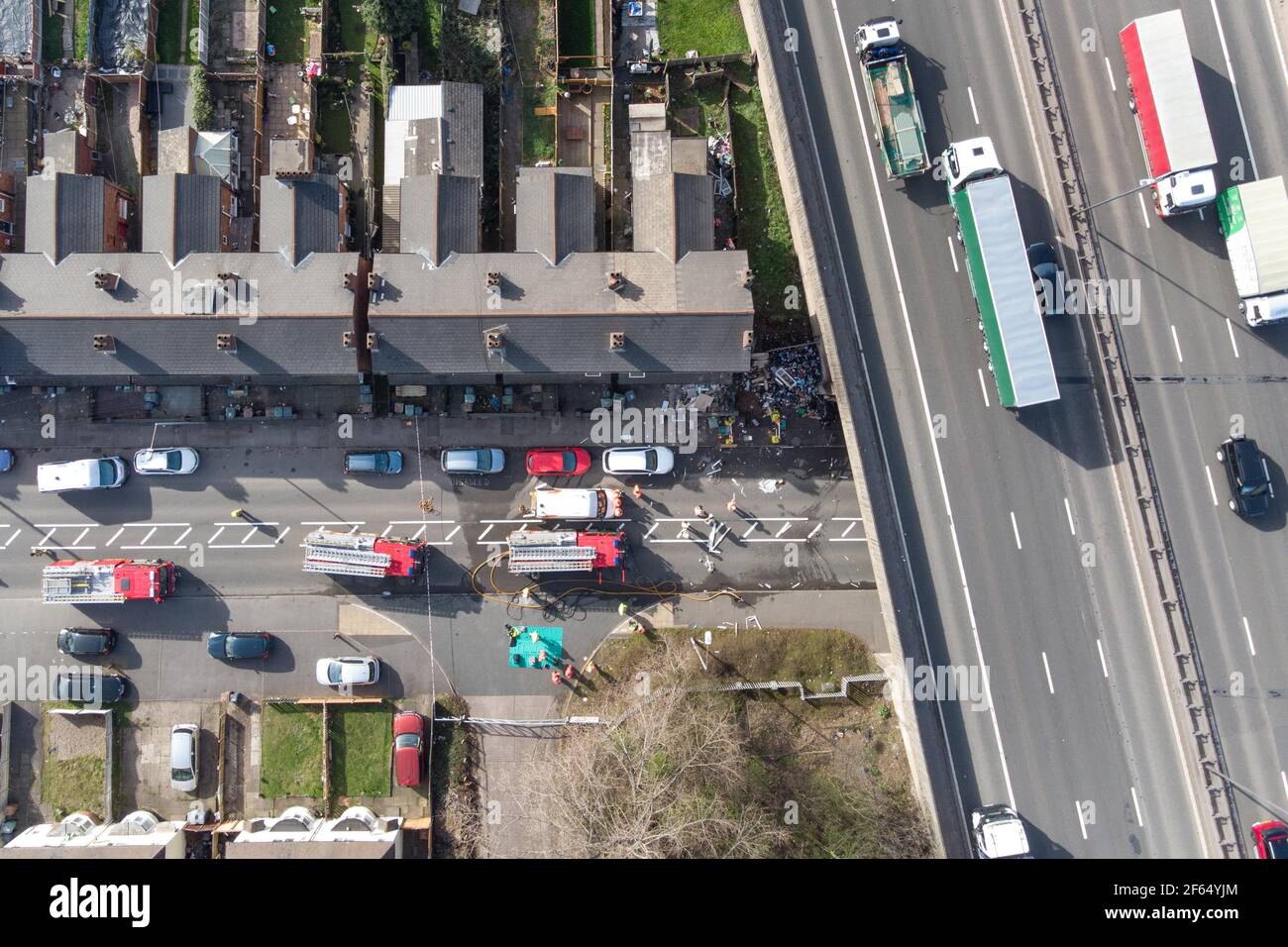 Walsall, West Midlands, UK. 30th Mar, 2021. A house has been severely