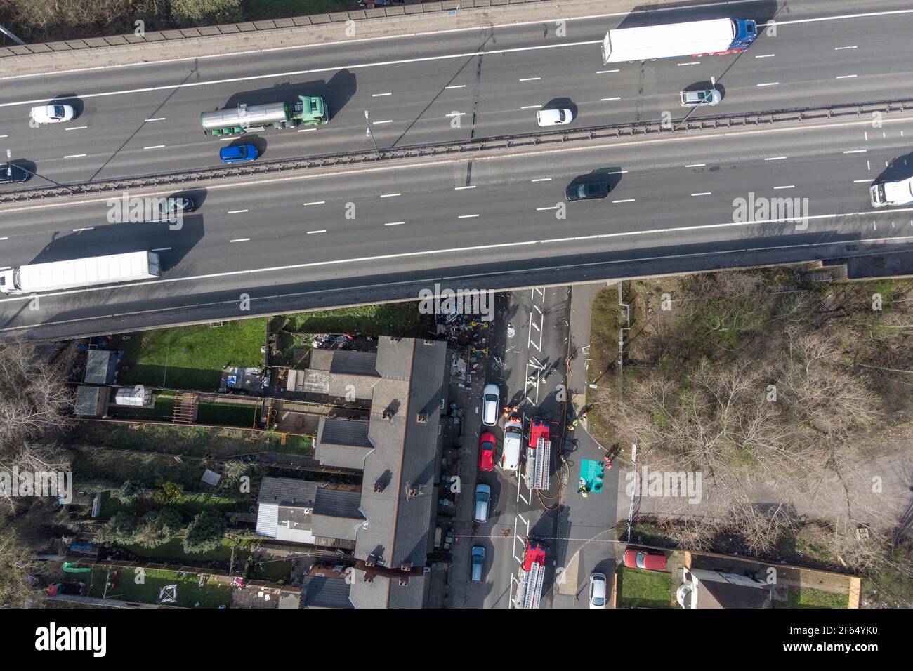 Walsall, West Midlands, UK. 30th Mar, 2021. A house has been severely