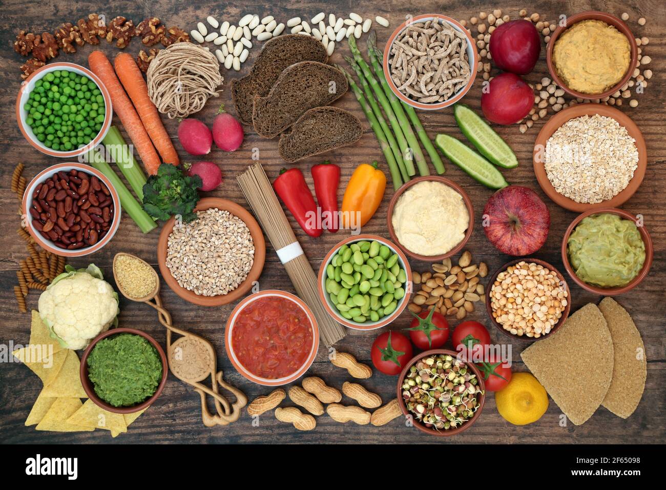 Low G1 healthy diet food for diabetics with all foods below 55 on the GI index. High in antioxidants, vitamins, anthocyanins, protein and  fibre. Stock Photo