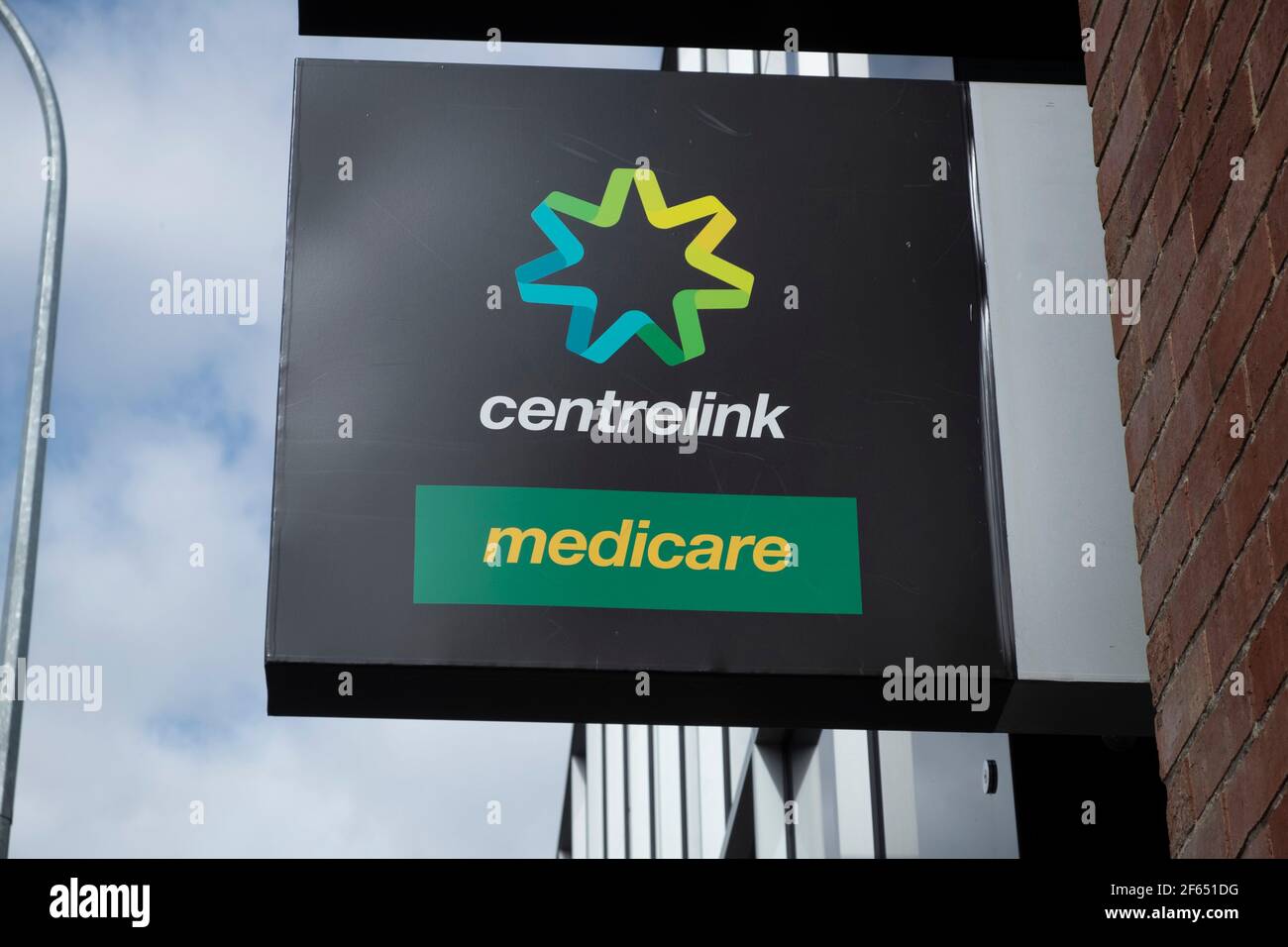 Centrelink signage outside government office in Hobart, Tasmania, Australia Stock Photo