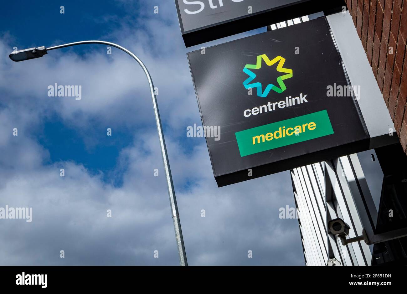 Centrelink signage outside government office in Hobart, Tasmania, Australia Stock Photo