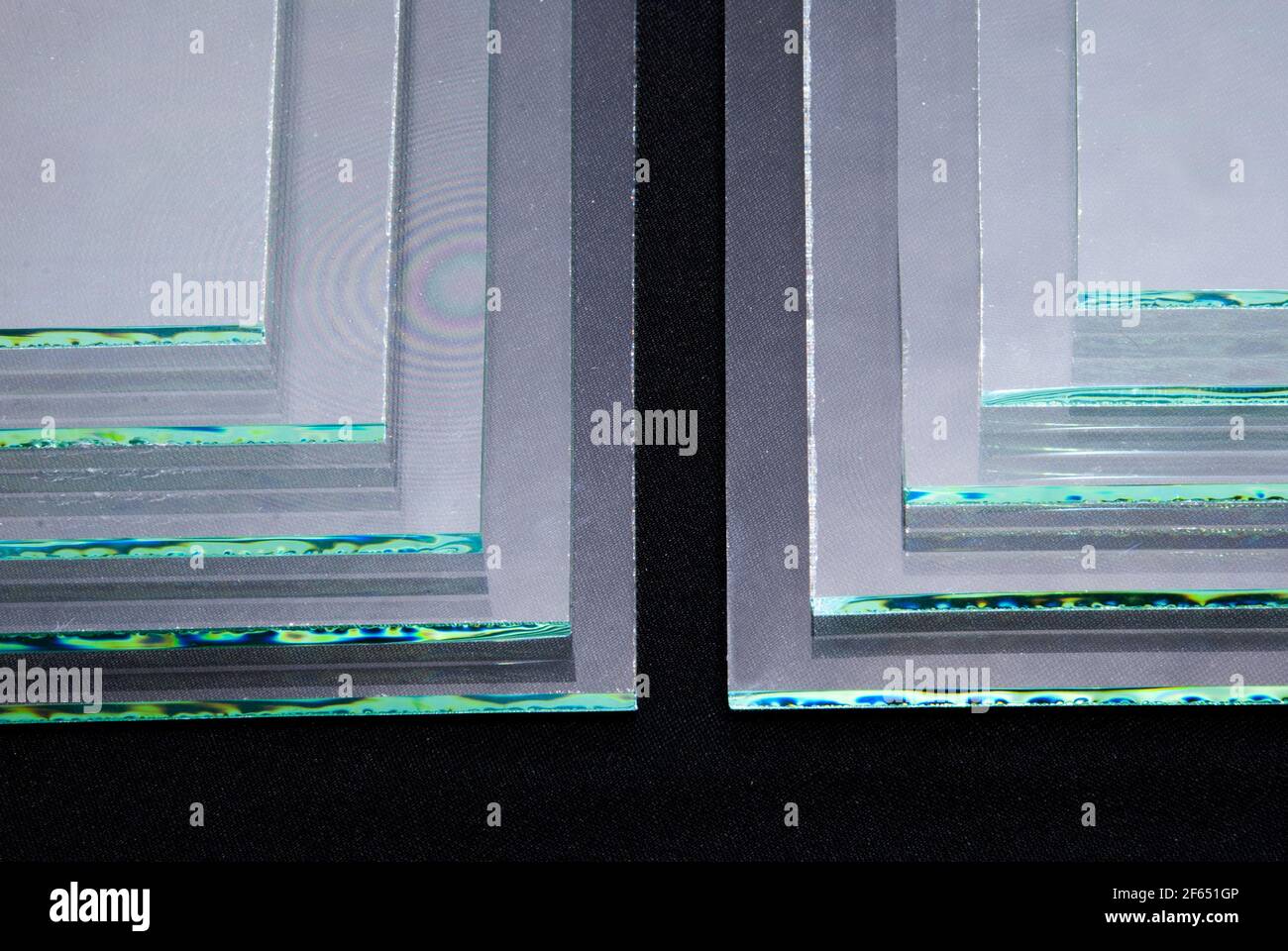 Sheets of Factory manufacturing tempered clear float glass panels cut