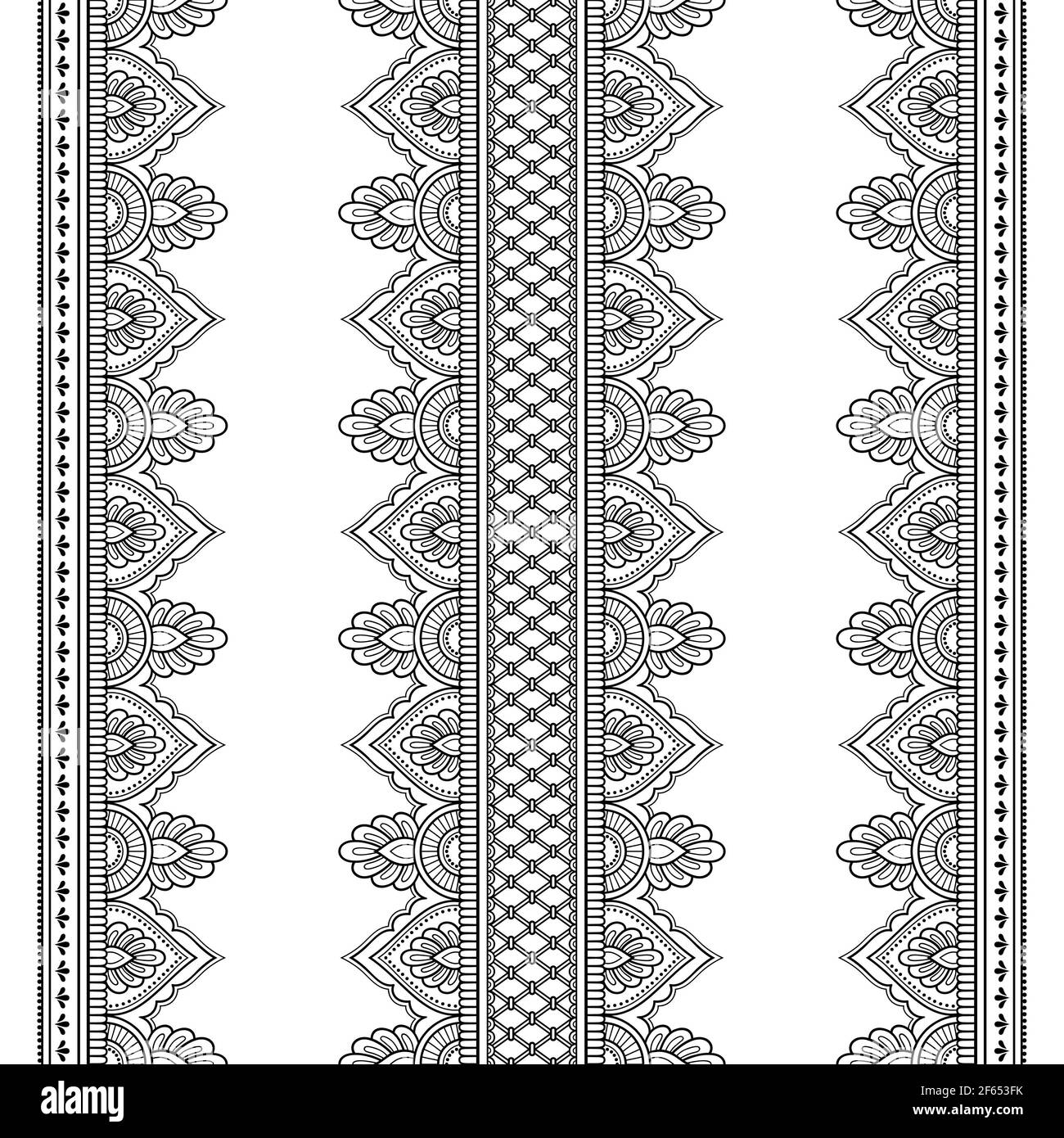 Seamless borders pattern for Mehndi, Henna drawing and tattoo ...