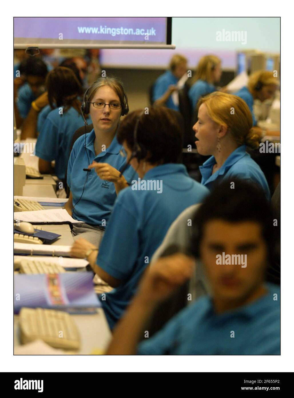 Kingston University's Clearing hotline operators are ready to handle the thousands of calls when A-level results come out on august the 18th.pic David Sandison 17/8/2005 Stock Photo