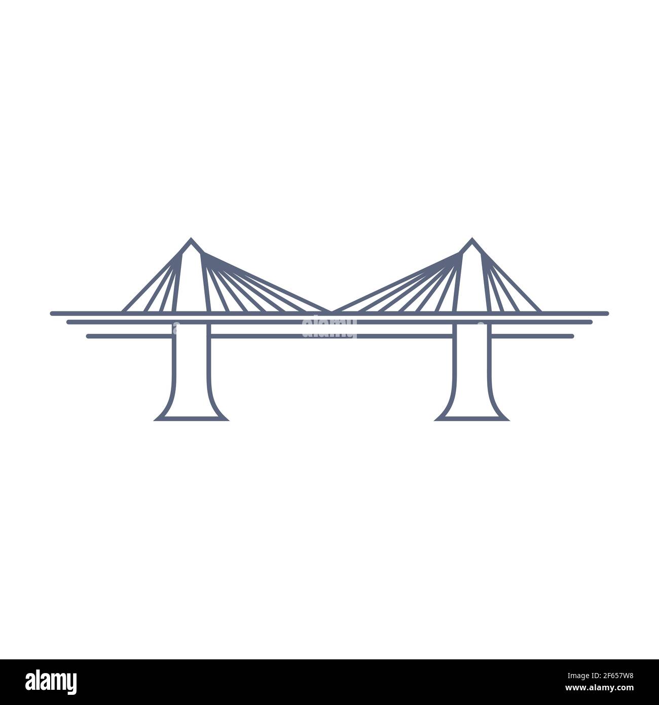 Bridge line vector icon suspension bridge simple pictogram in linear