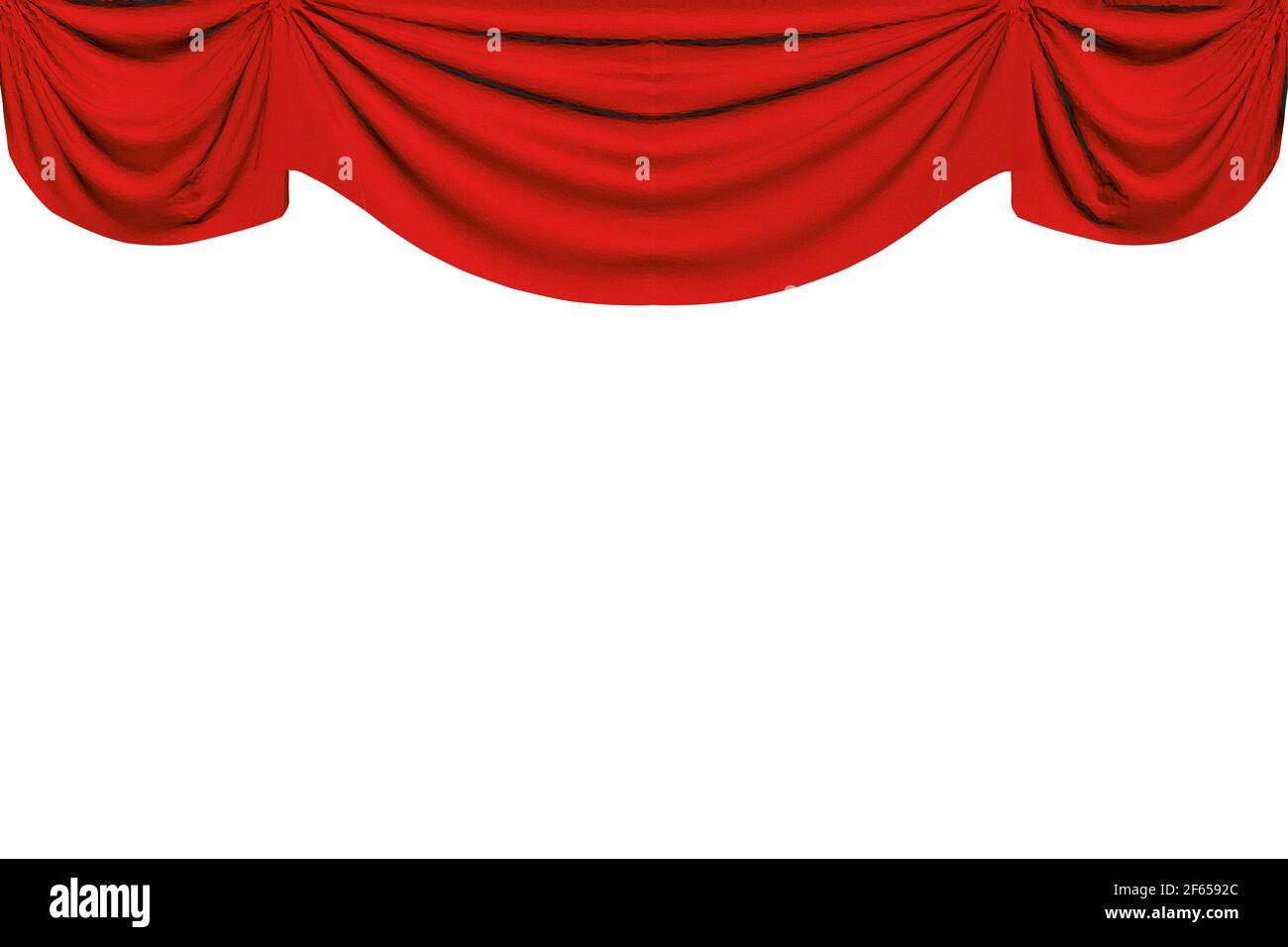 Red curtains at the top with pleats. 3D. Vector illustration. Stock Vector