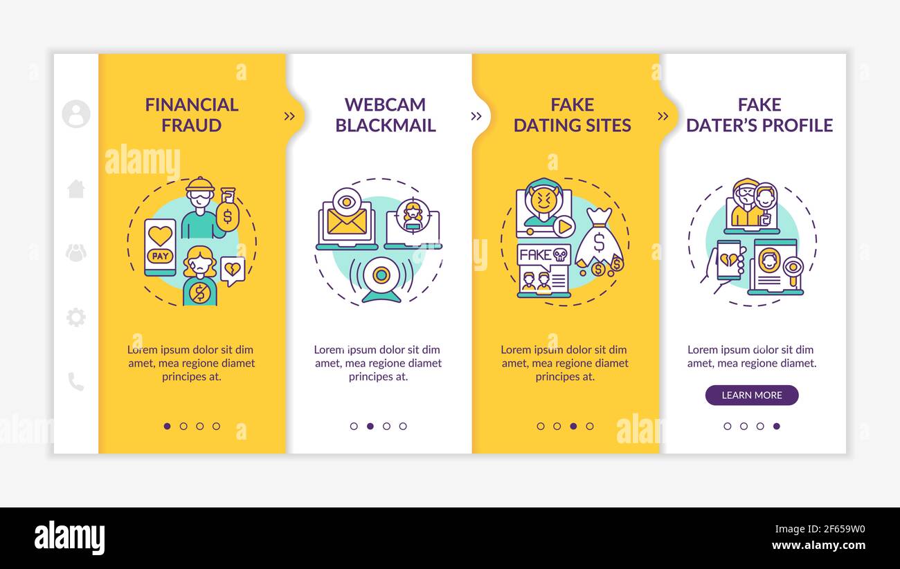 Online dating risks onboarding vector template. Stock Vector