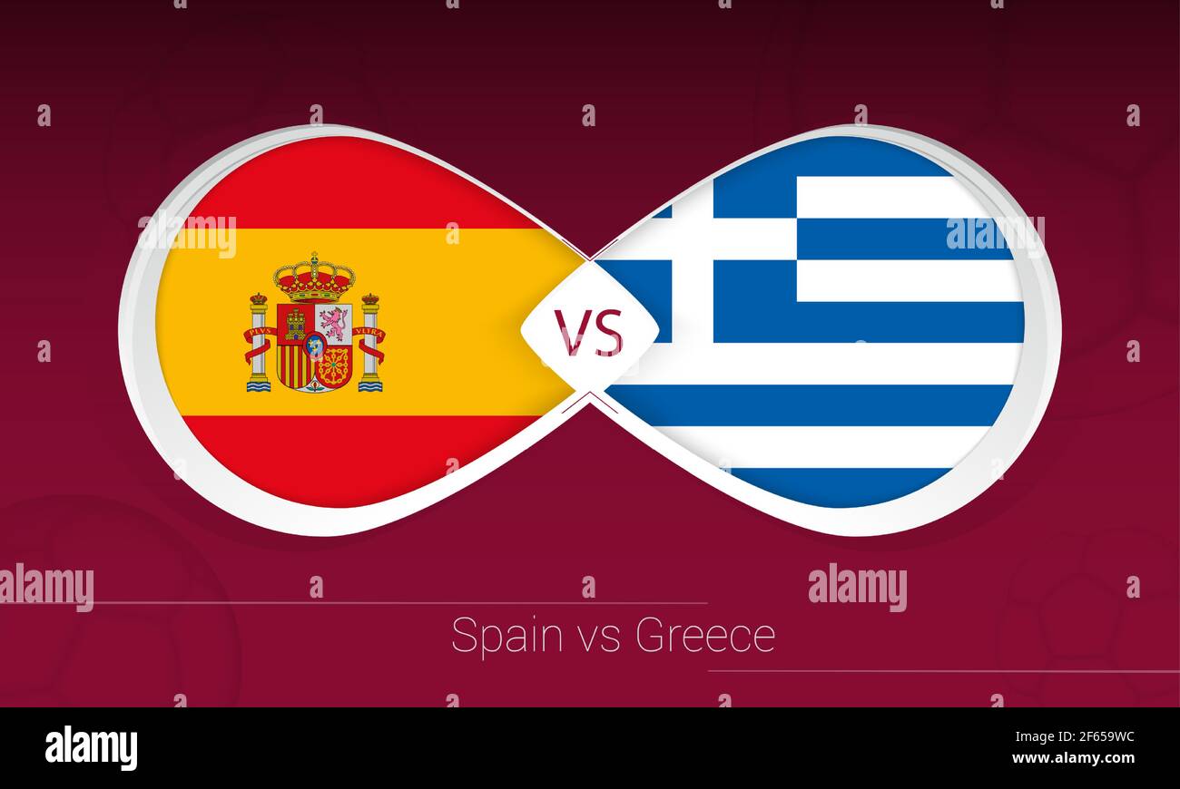Spain vs Greece in Football Competition, Group B. Versus icon on