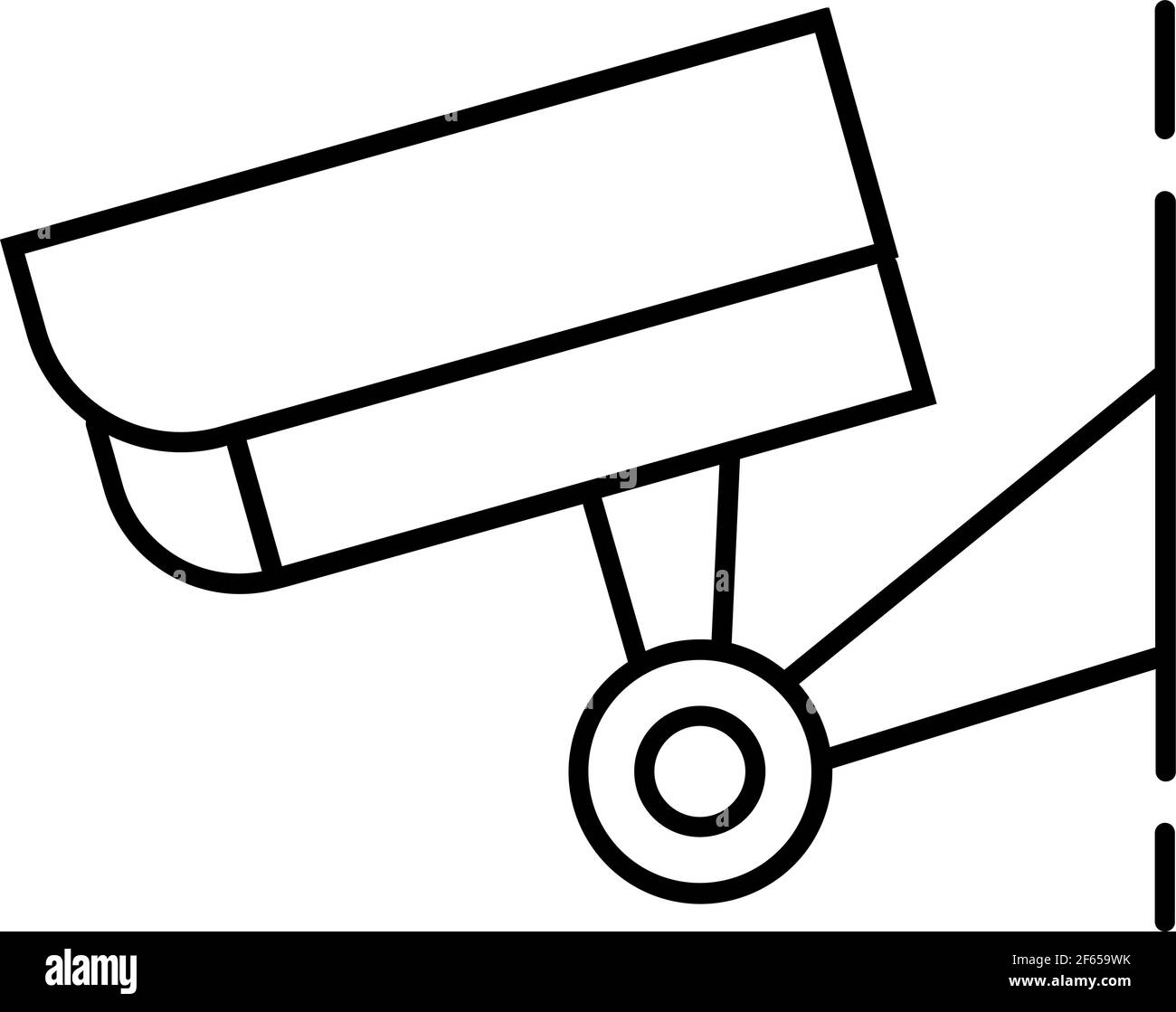 CCTV icon in thin outline. Vector illustration. Stock Vector