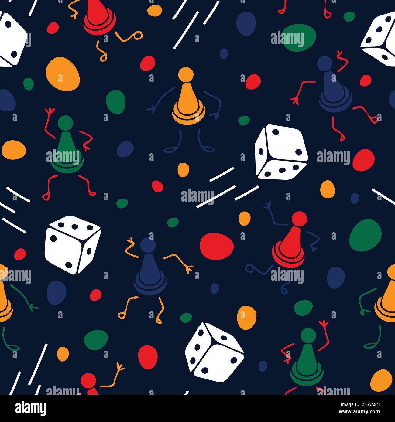 Seamless vector pattern with board game pieces on dark blue background. Fun  family wallpaper design. Cartoon game fashion textile Stock Vector Image &  Art - Alamy