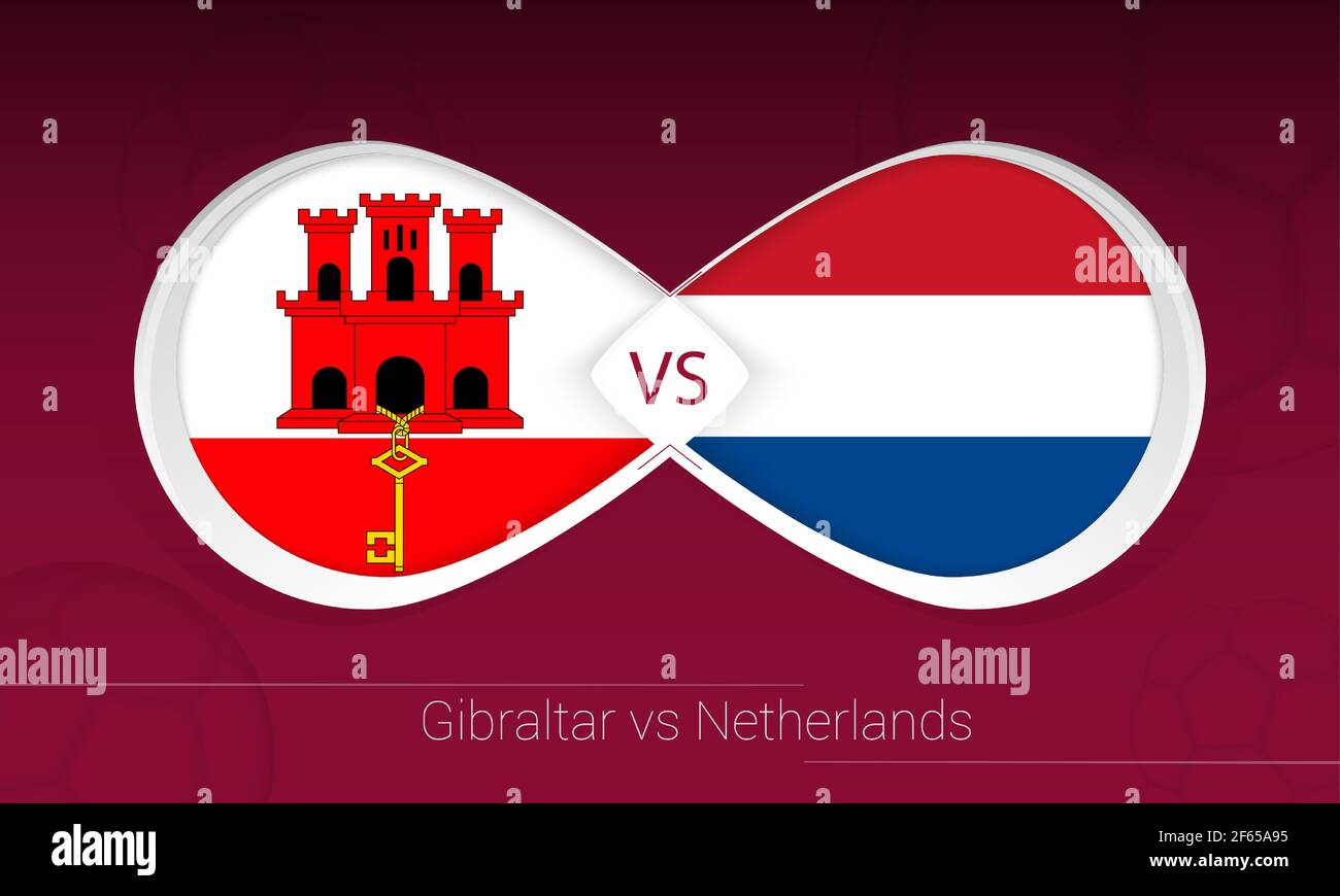 Gibraltar vs Netherlands in Football Competition, Group G. Versus icon