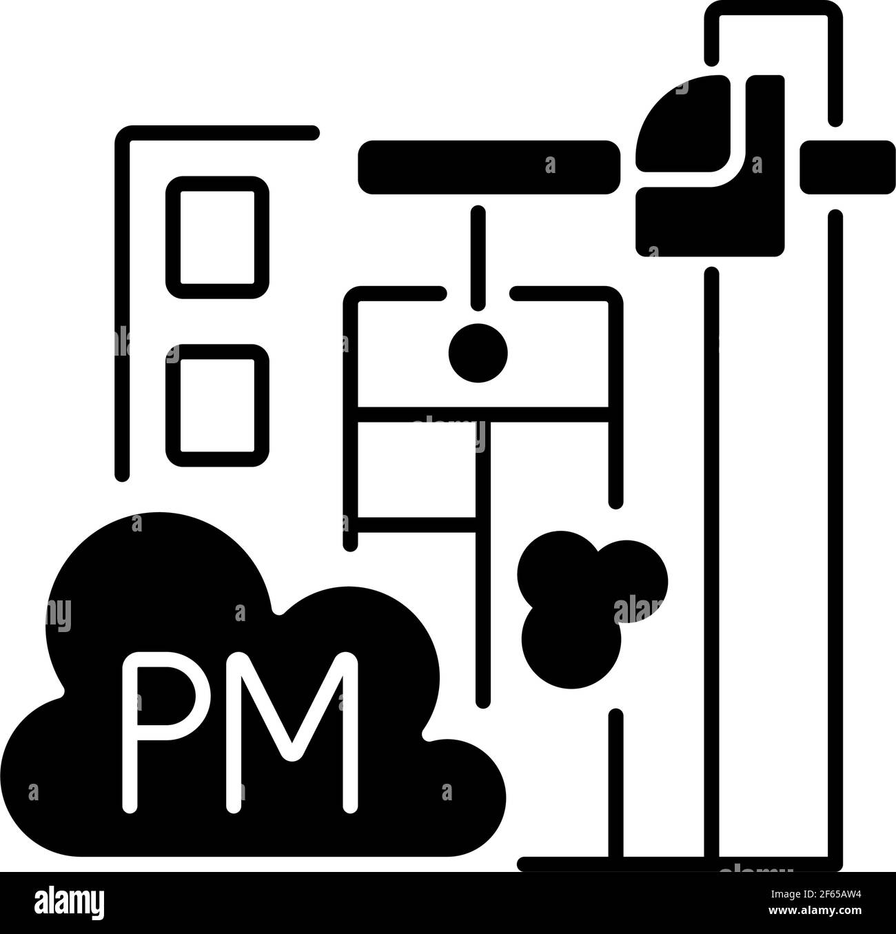 Demolition sites black linear icon Stock Vector
