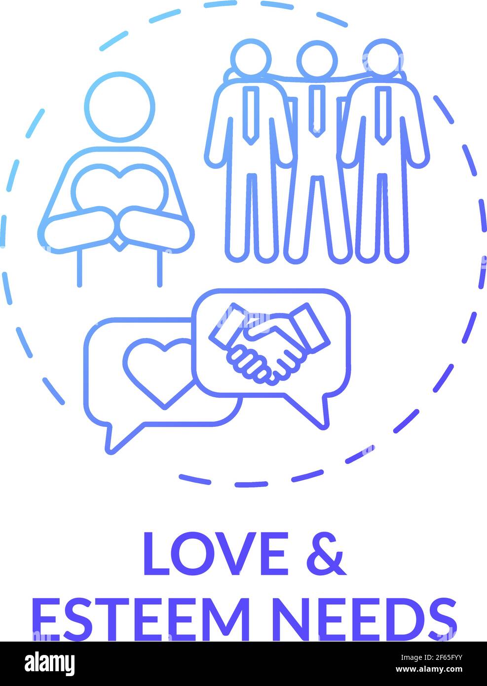Love and esteem needs blue gradient concept icon Stock Vector