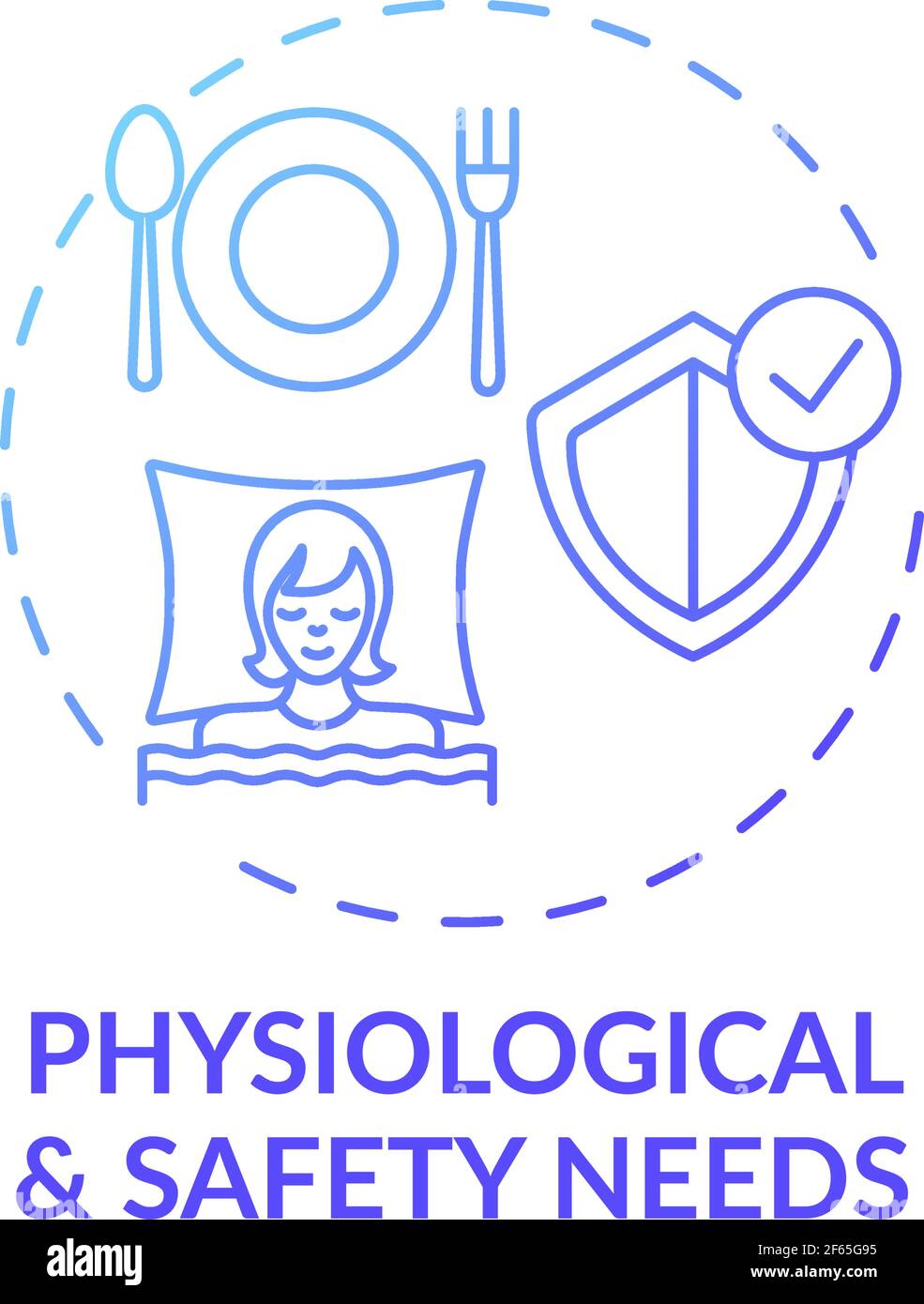 Physiological and safety needs dark blue gradient concept icon Stock