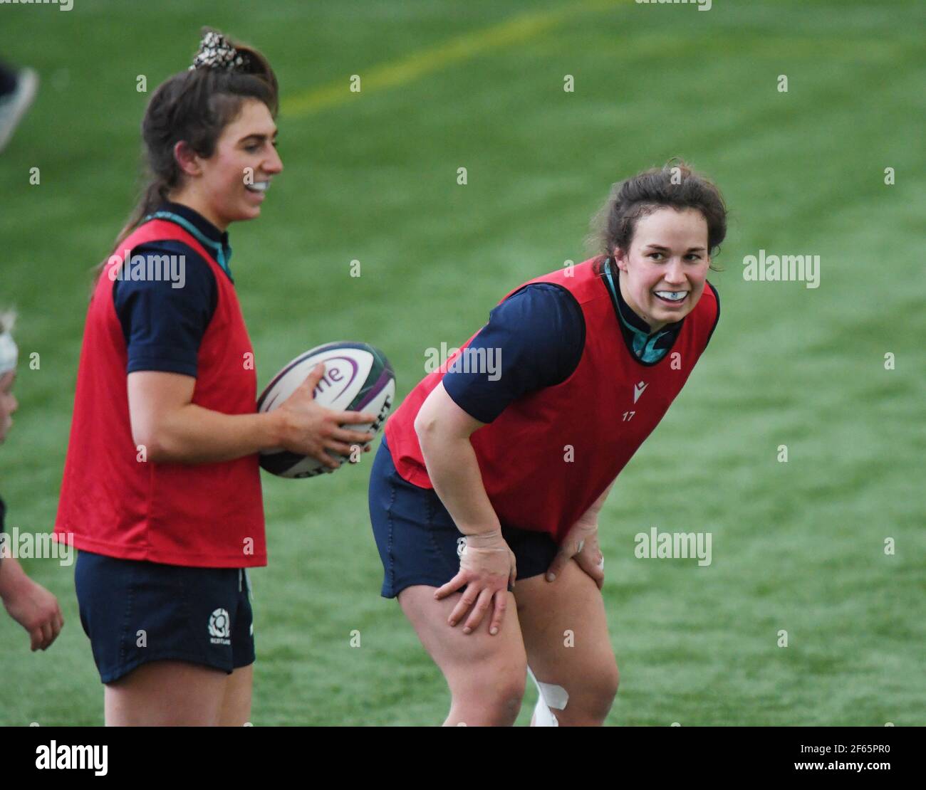 Scotland Women's Rugby Squad training session for the upcoming Six Nation match vs EnglandPic Shows Captain Rachel Malcolm (R)( Loughborough Lighting) in action . Credit: eric mccowat/Alamy Live News Stock Photo