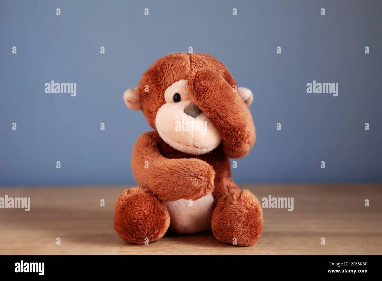 See no evil, hear no evil, speak no evil monkey emoji monkey teddy bear Stock Photo