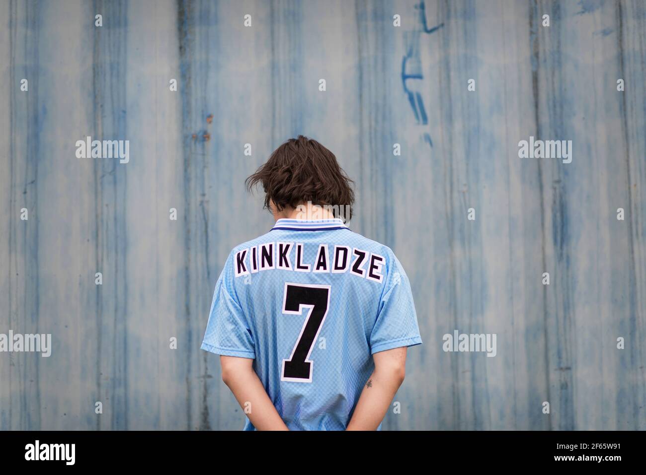 Retro Man City shirt 95-97 Stock Photo