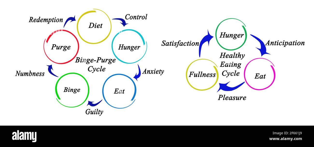 Binge Purge vs Healthy Eating Cycles Stock Photo Alamy