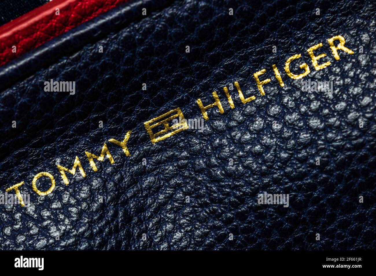 Macro selective focus on details of Tommy Hilfiger women bag. Bucharest,  Romania, 2021 Stock Photo - Alamy