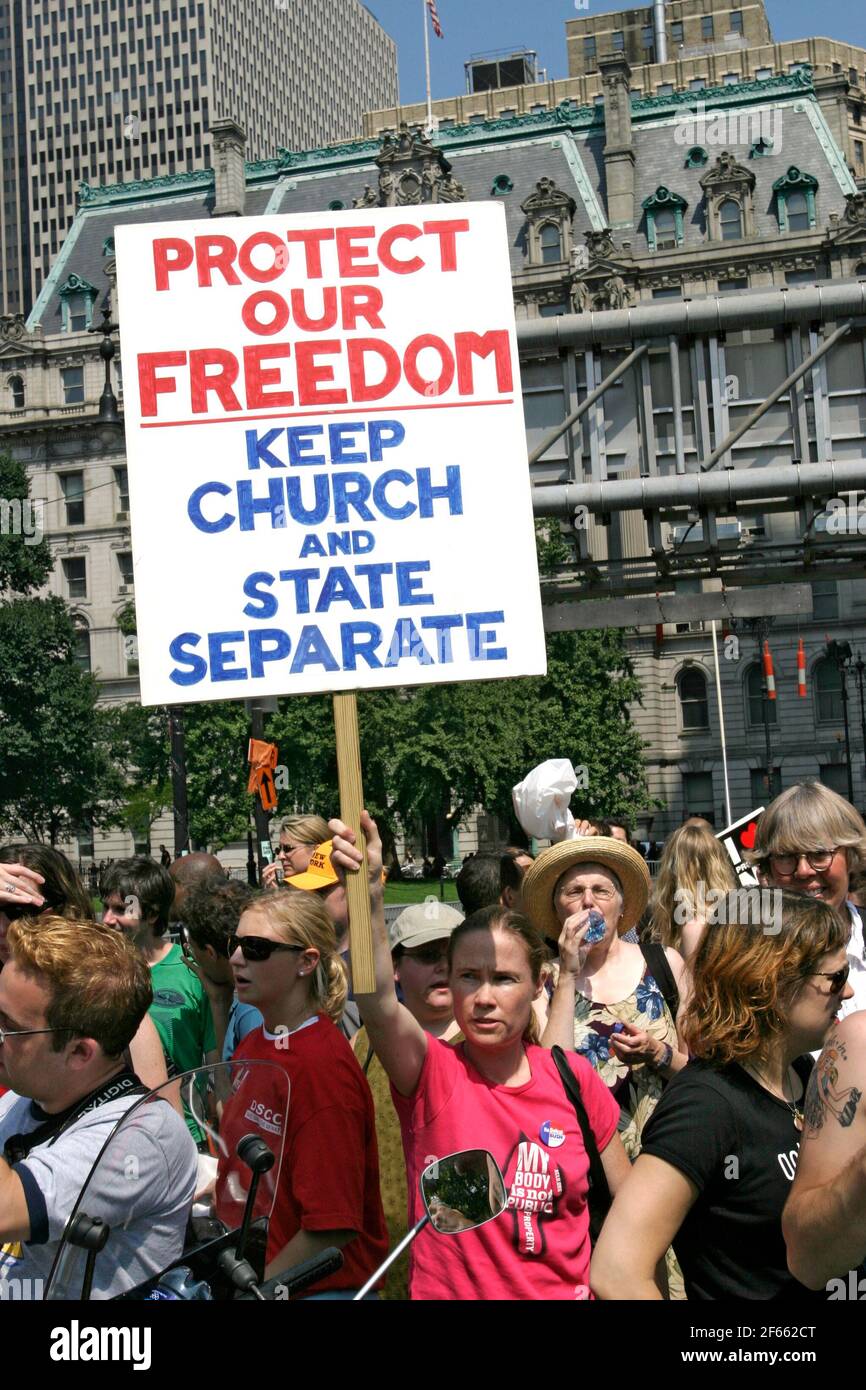 August 28, 2004: Thousands turned out for a Pro-choice march and rally in New York City during the Republican convention. Stock Photo