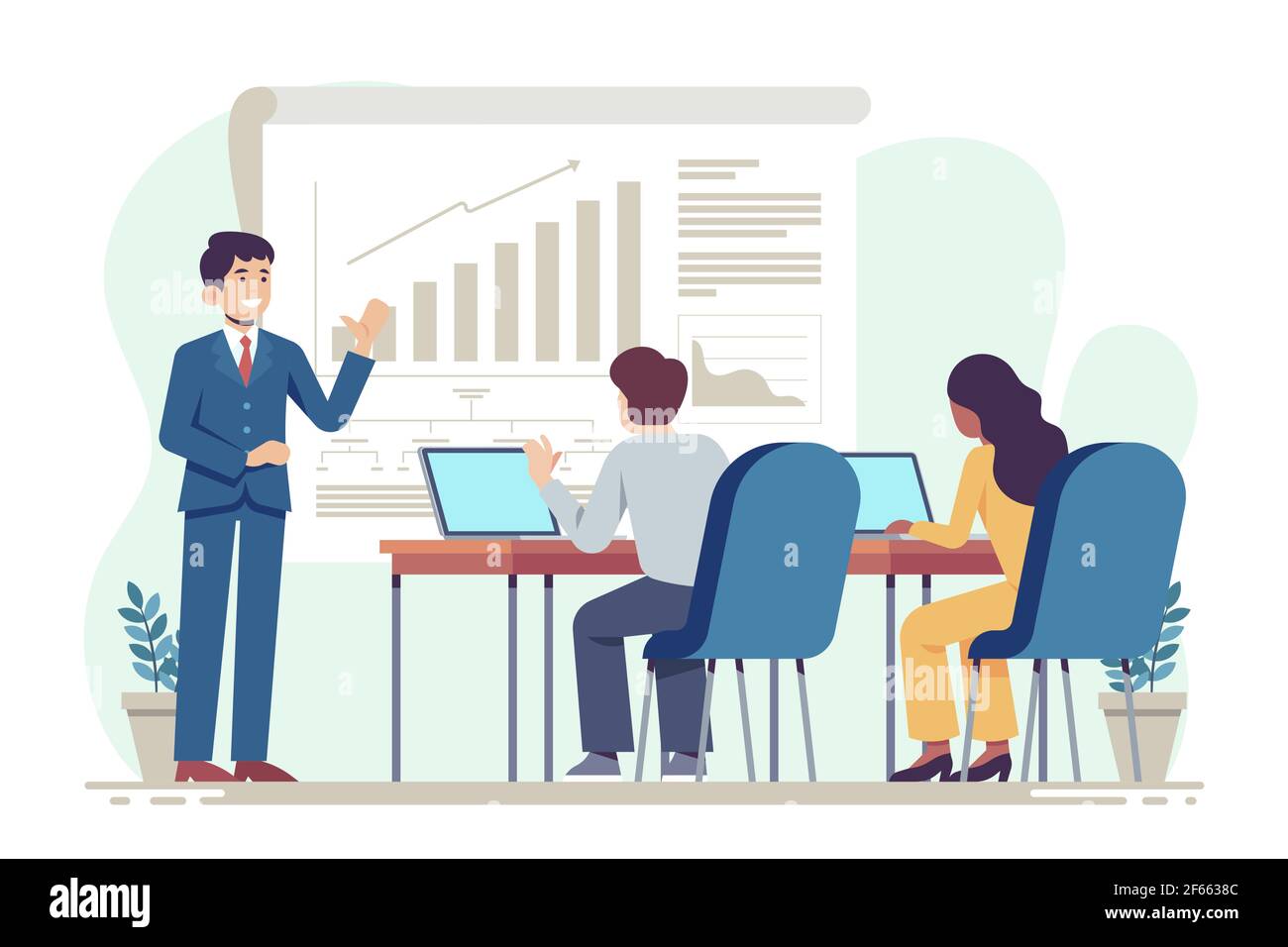 Flat design people on business training illustrated Vector illustration ...