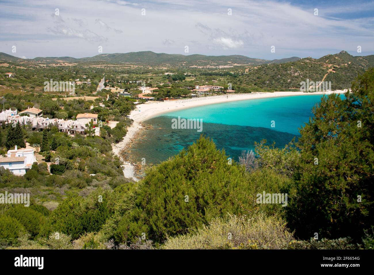 crystal clear and tropical water at Campus beach, Villasimius Stock Photo