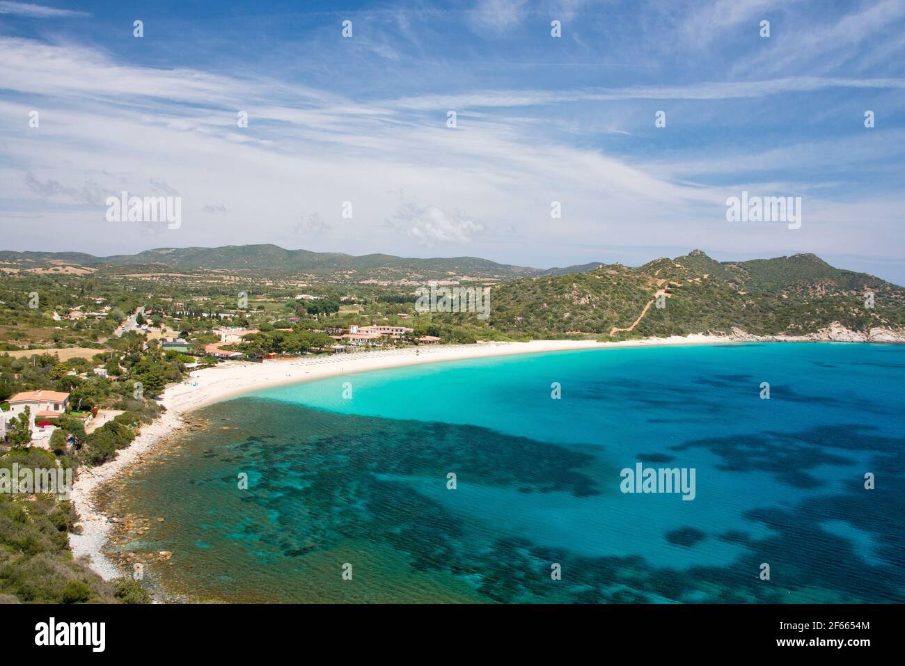 crystal clear and tropical water at Campus beach, Villasimius Stock Photo