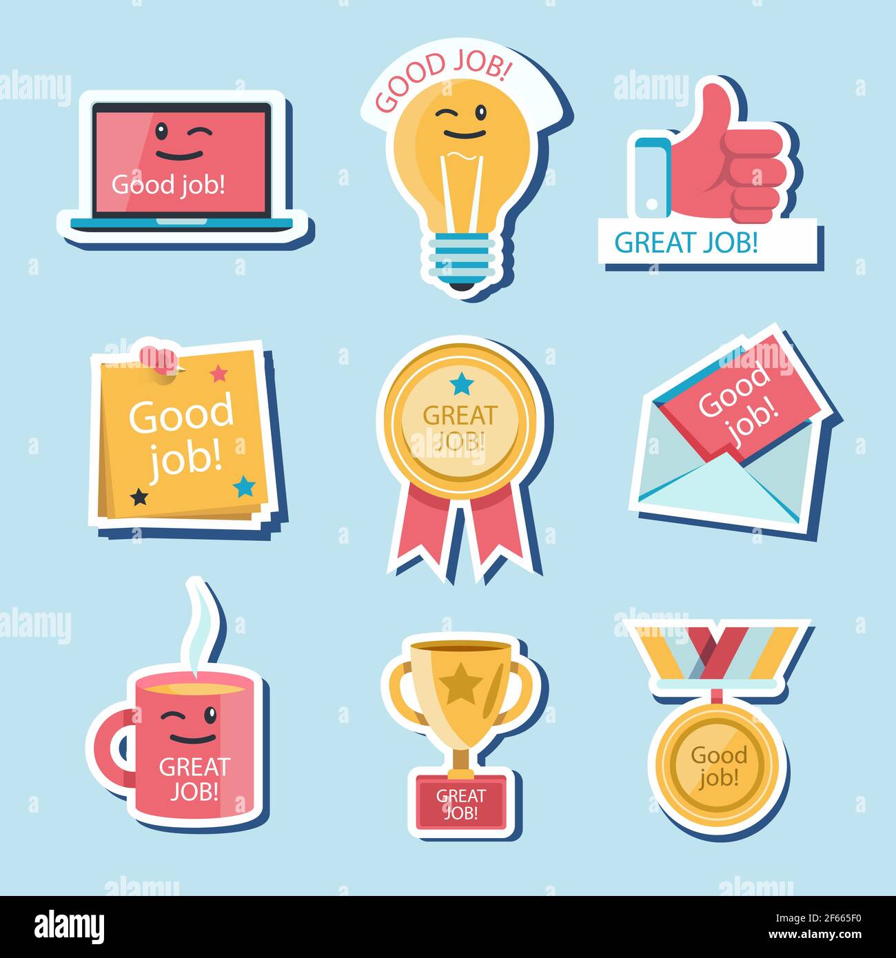 Premium Vector, Collection of good job and great job stickers