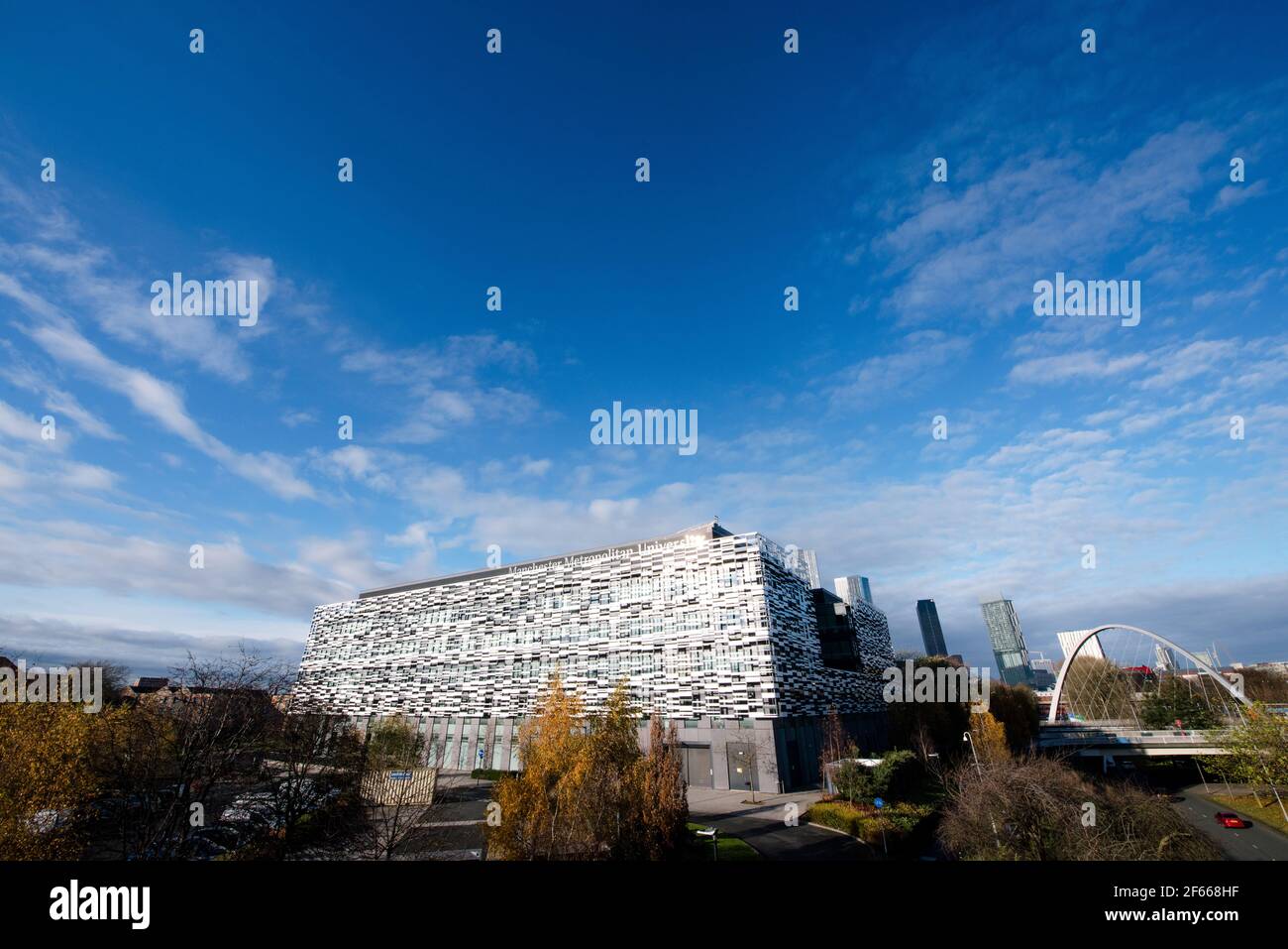 The Birley building, Manchester Metropolitan University MMU, located in Birley Fields, near Hulme arch, Manchester. Stock Photo