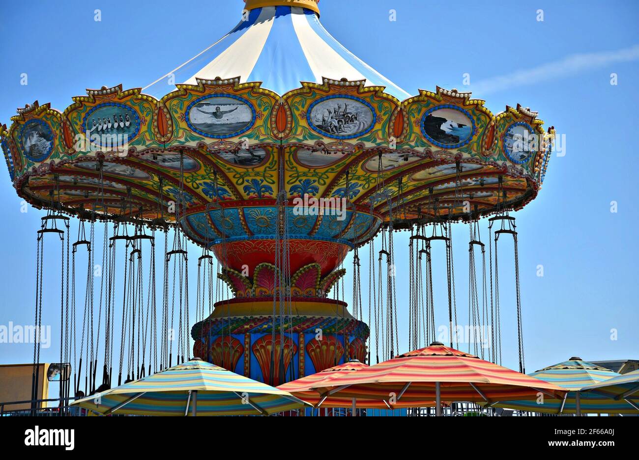 Close-up view of the Sea Swings, a fun ride at the Santa Cruz Amusement ...