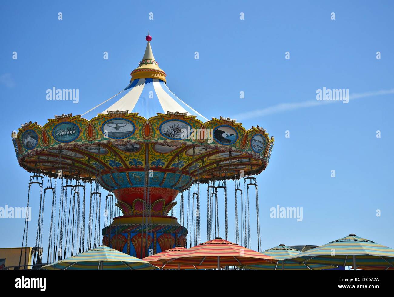 Close-up view of the Sea Swings, a fun ride at the Santa Cruz Amusement ...