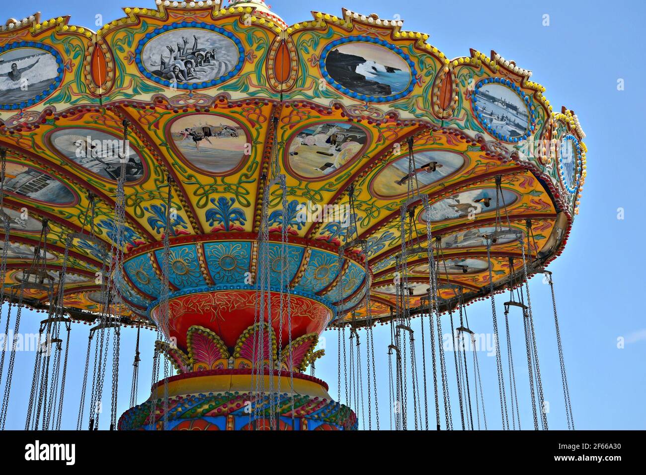 Close-up view of the Sea Swings, a fun ride at the Santa Cruz Amusement ...