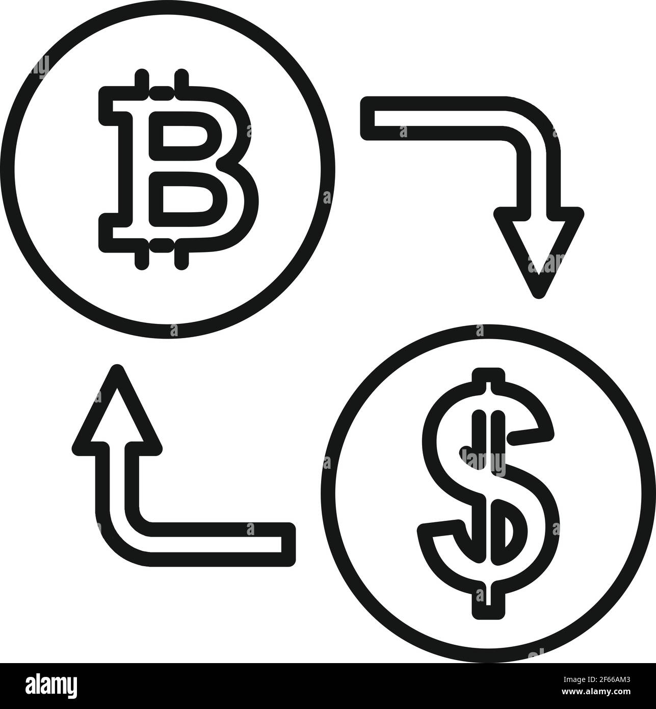 Bitcoin dollar exchange icon, outline style Stock Vector Image & Art ...