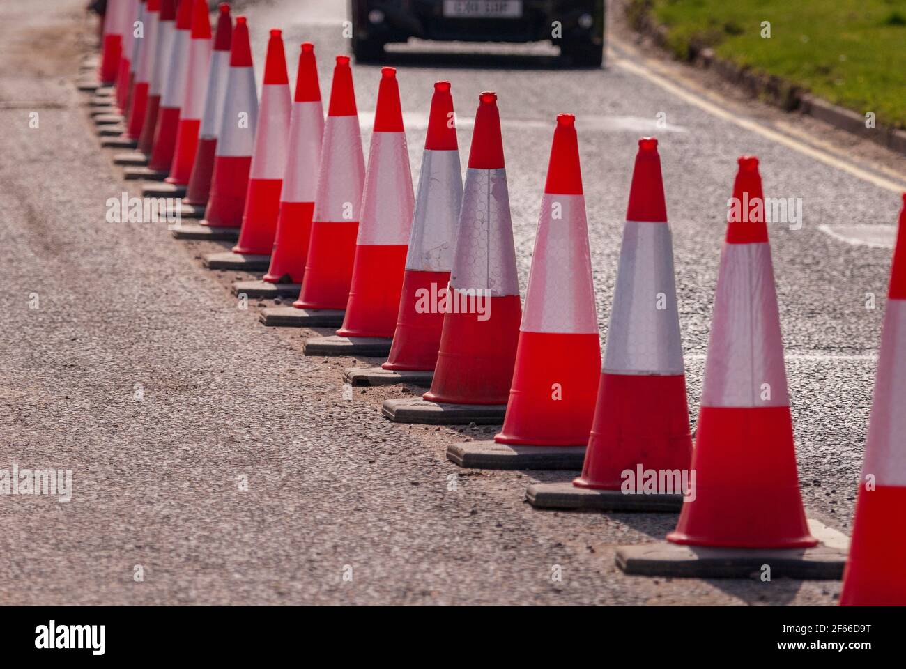 Traffic cones in a row Stock Photo Alamy
