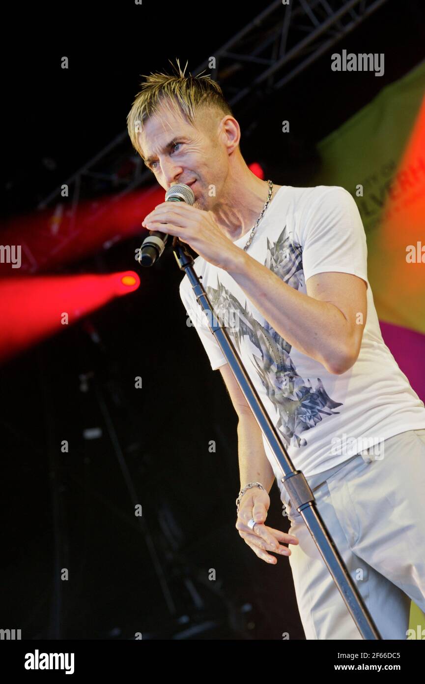 Kajagoogoo singing live at The Midlands Festival in  2010 Stock Photo