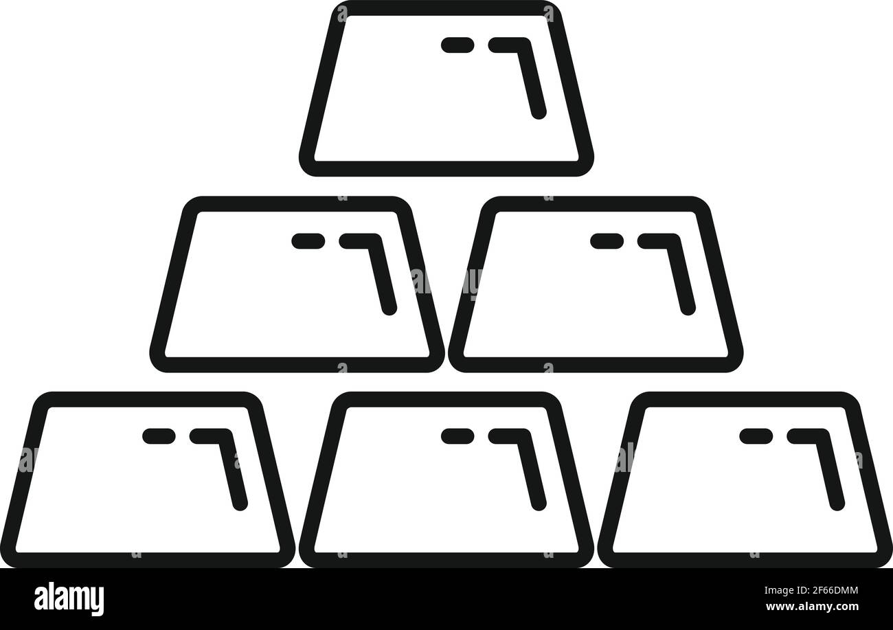 Gold bars icon, outline style Stock Vector
