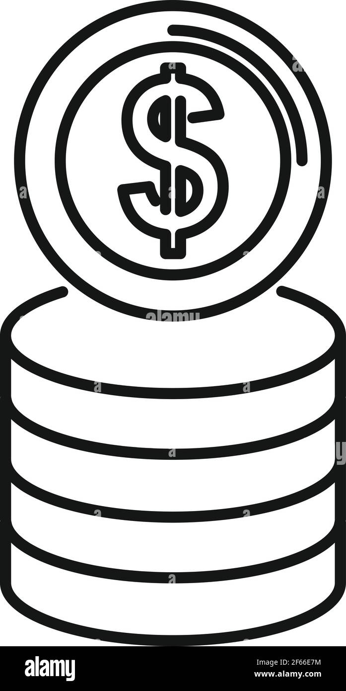 Dollar coin stack icon, outline style Stock Vector Image & Art - Alamy