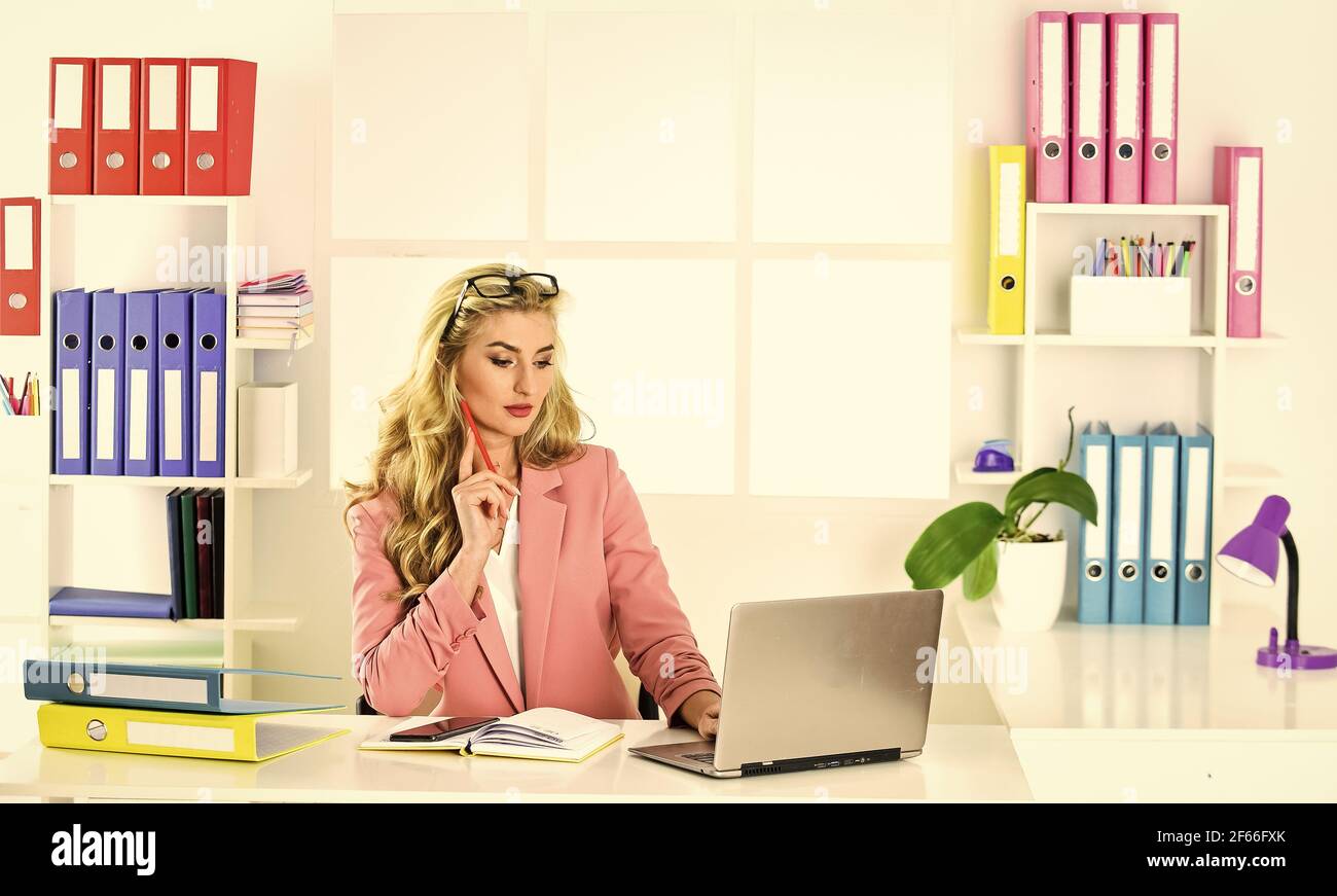 Business Ideas for Women Entrepreneurs. Regular pc user. Girl with ...