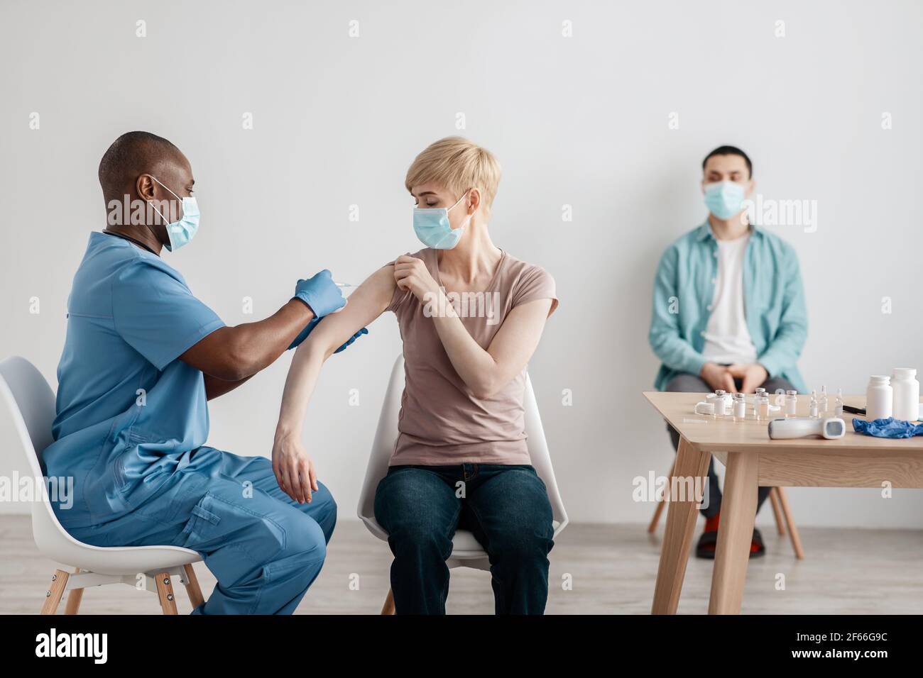 Vaccination and protection against influenza, health care, immunization campaign Stock Photo