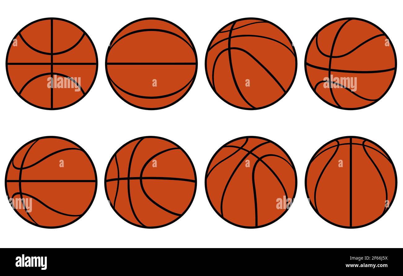 Collection of basketball balls isolated on white Stock Vector Image
