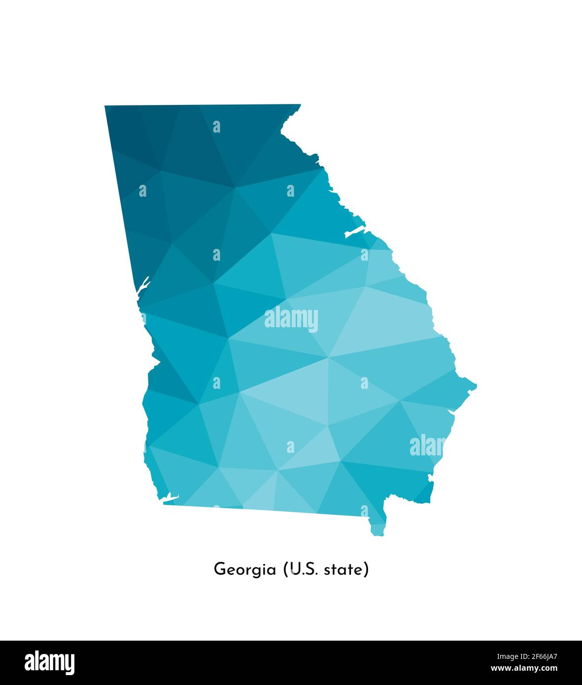 Vector isolated illustration icon with simplified blue map's silhouette ...