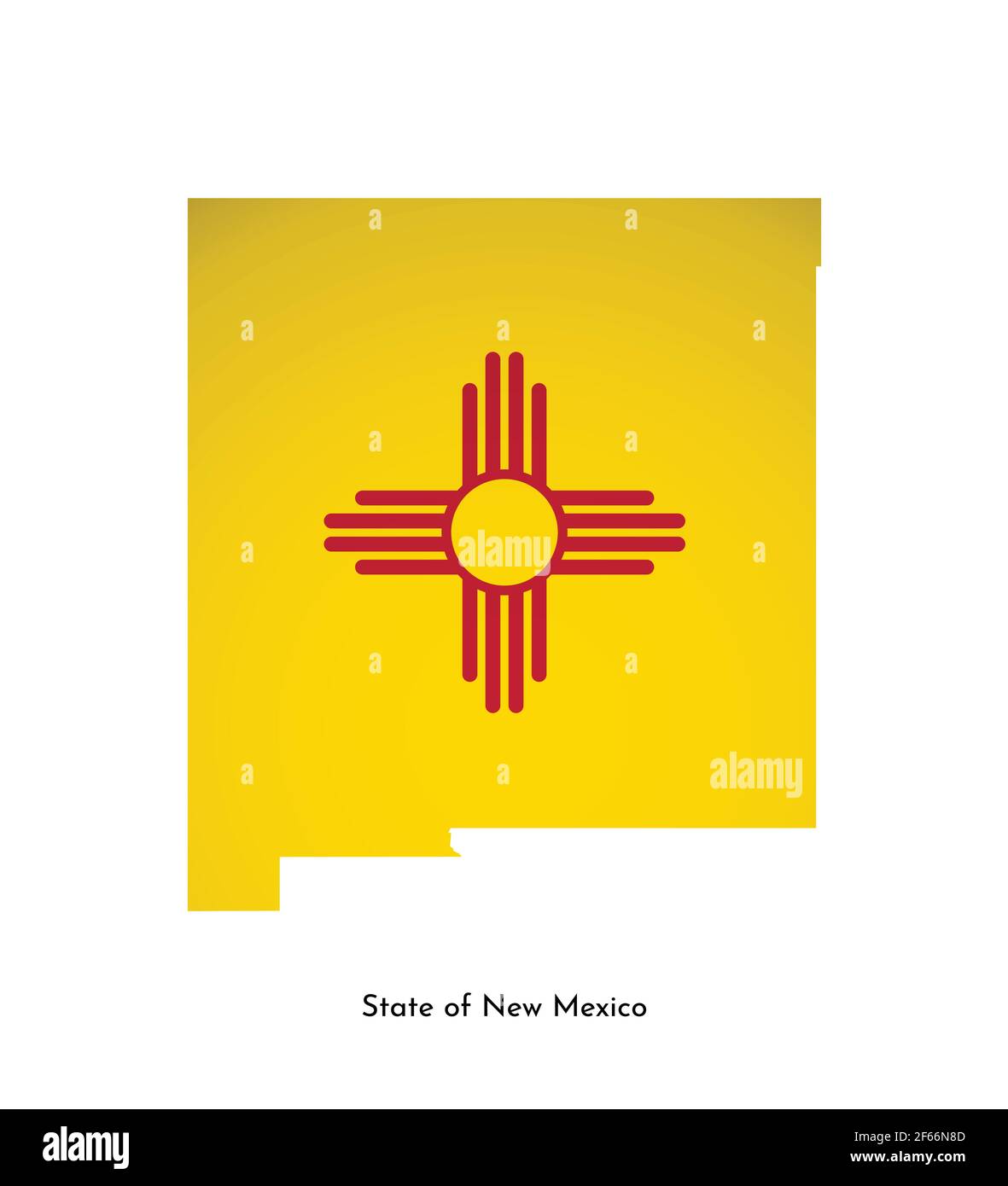 Vector isolated illustration with flag and simplified map of New Mexico