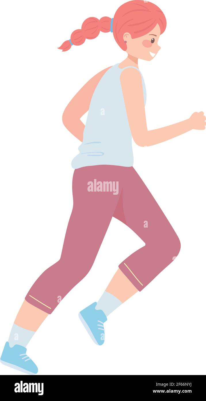 girl running activity sport isolated Stock Vector Image & Art - Alamy