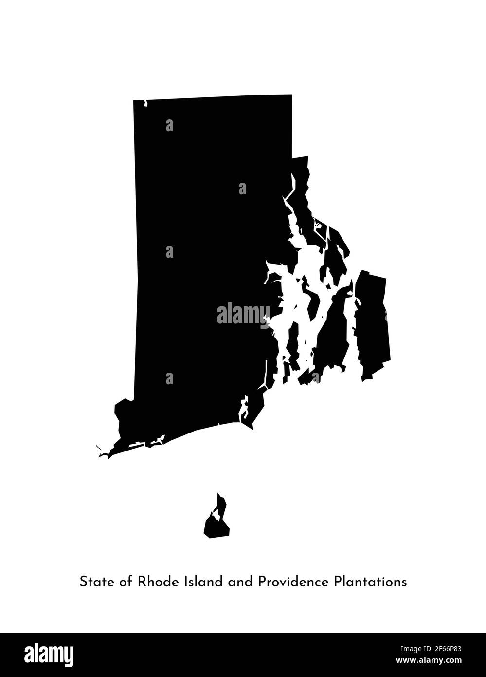 Vector isolated simplified illustration icon with black map's silhouette of State of Rhode Island and Providence Plantations (USA). White background Stock Vector