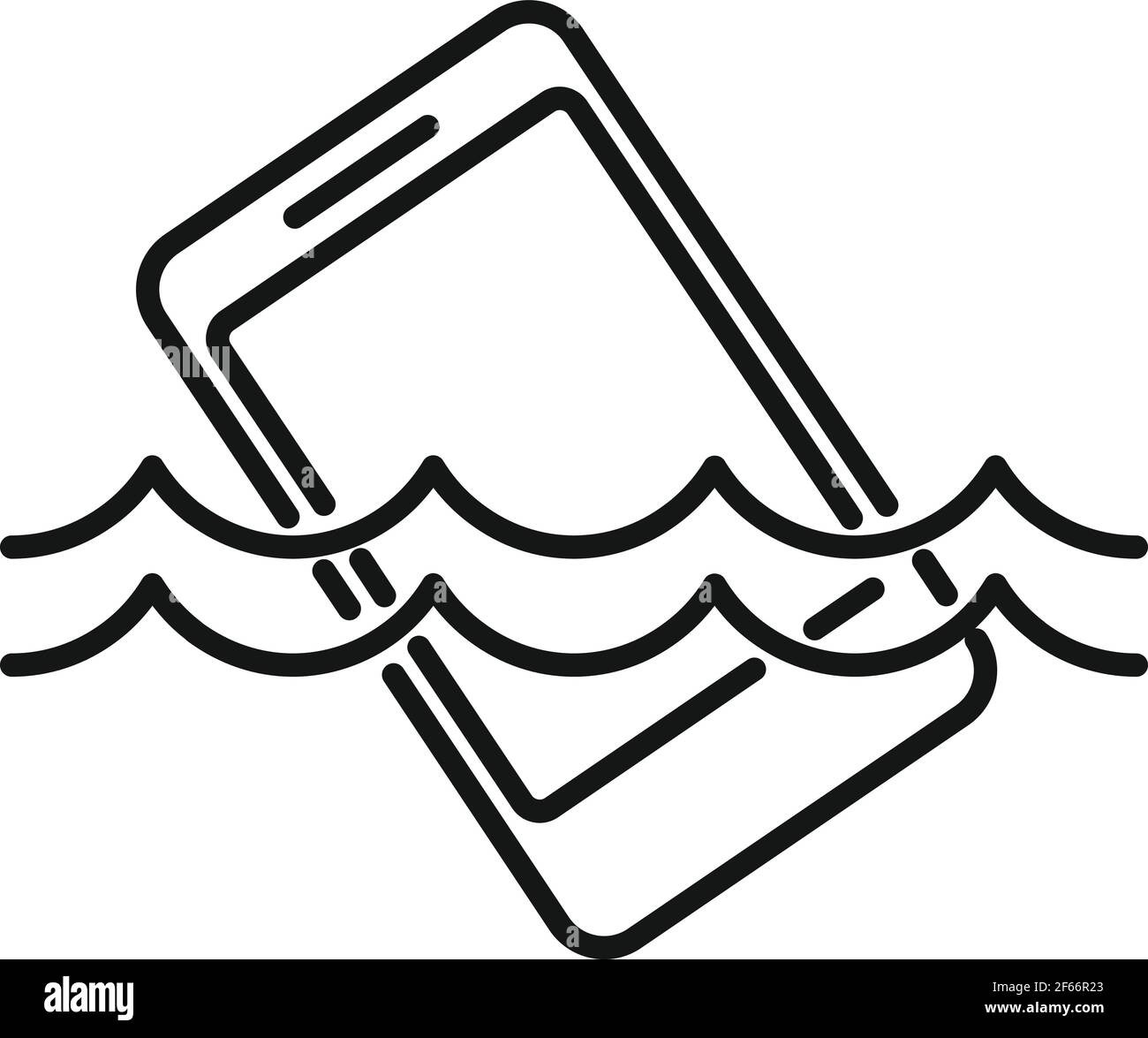 Smartphone underwater icon, outline style Stock Vector