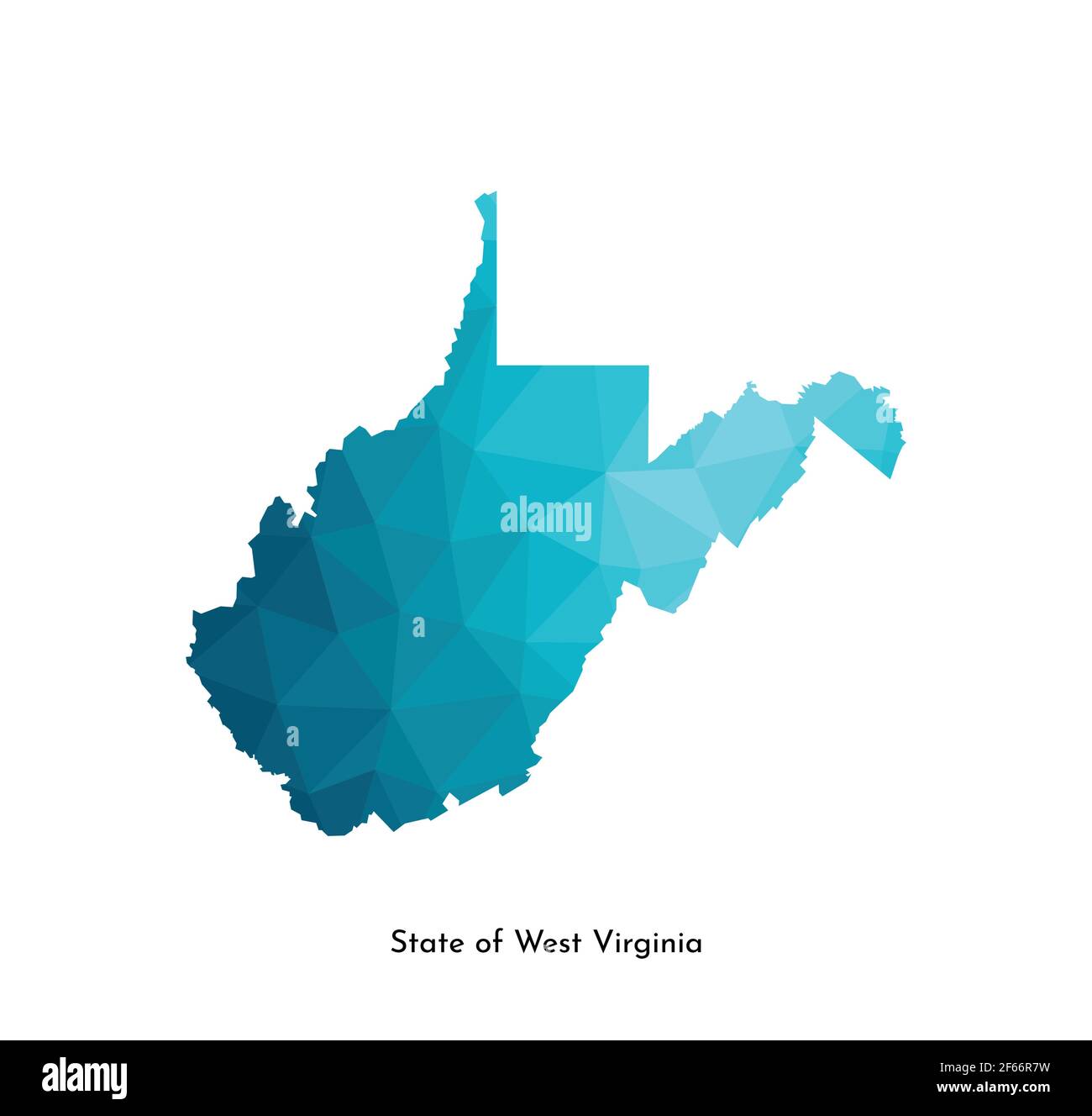 Vector isolated illustration icon with simplified blue map's silhouette of State of West Virginia (USA). Polygonal geometric style. White background. Stock Vector